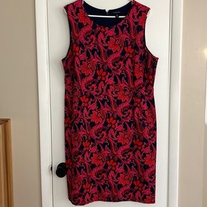 Lands End sleeveless dress; pink, red, and blue; size 18